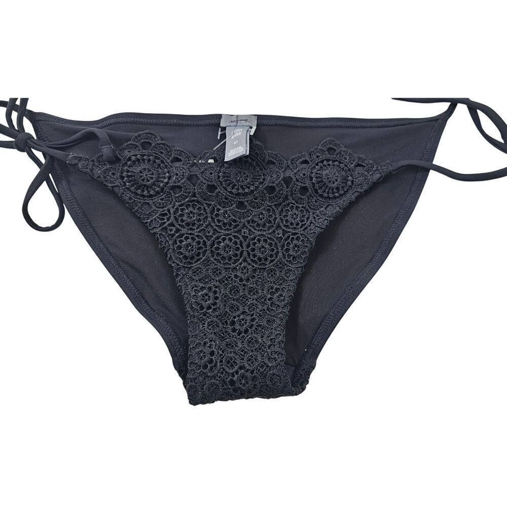 NEW aerie sz small lace black overlay tie sides bikini bottom sexy chic juniors